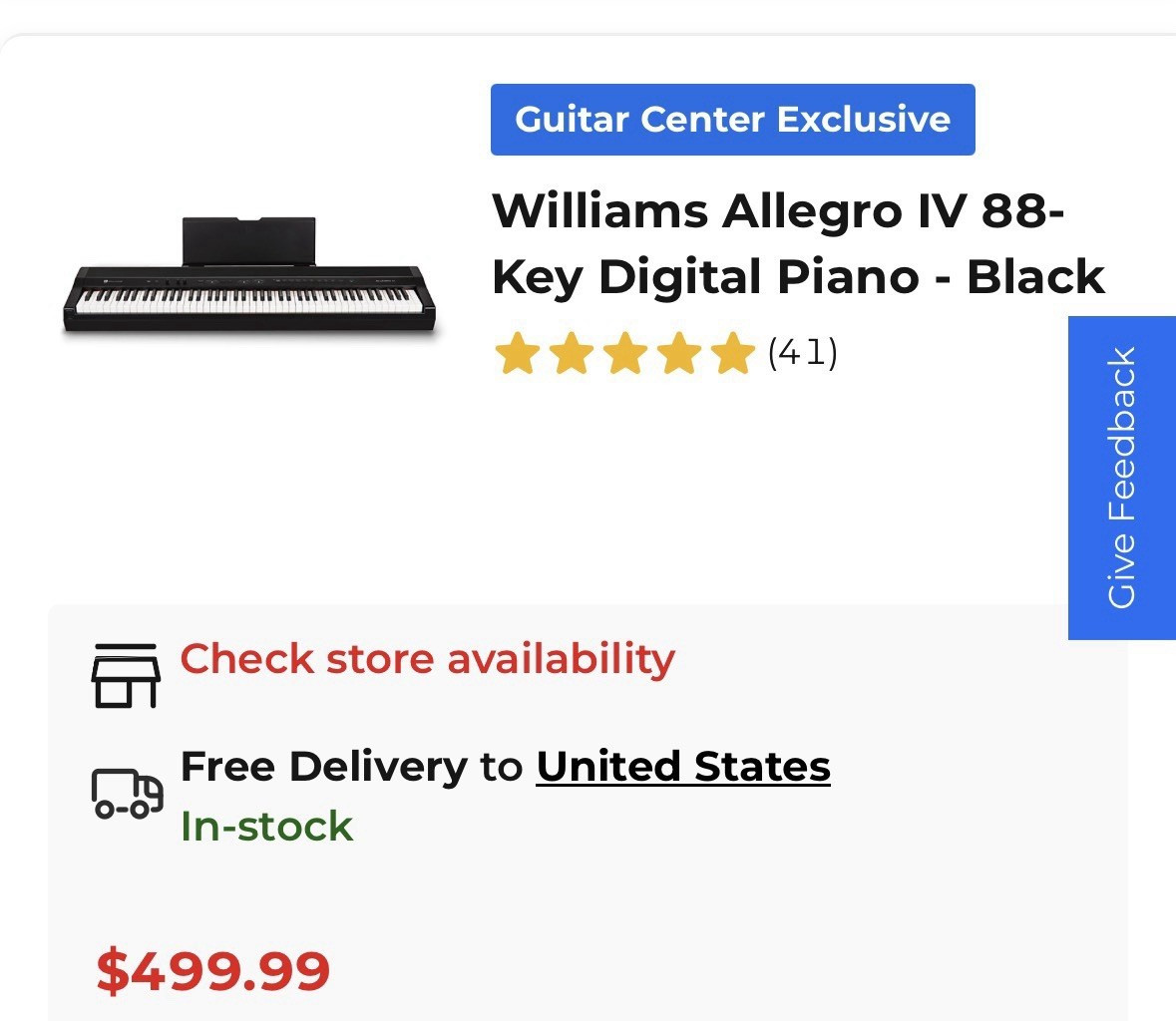 Williams Allegro IV 88-Key Digital Home Piano Black