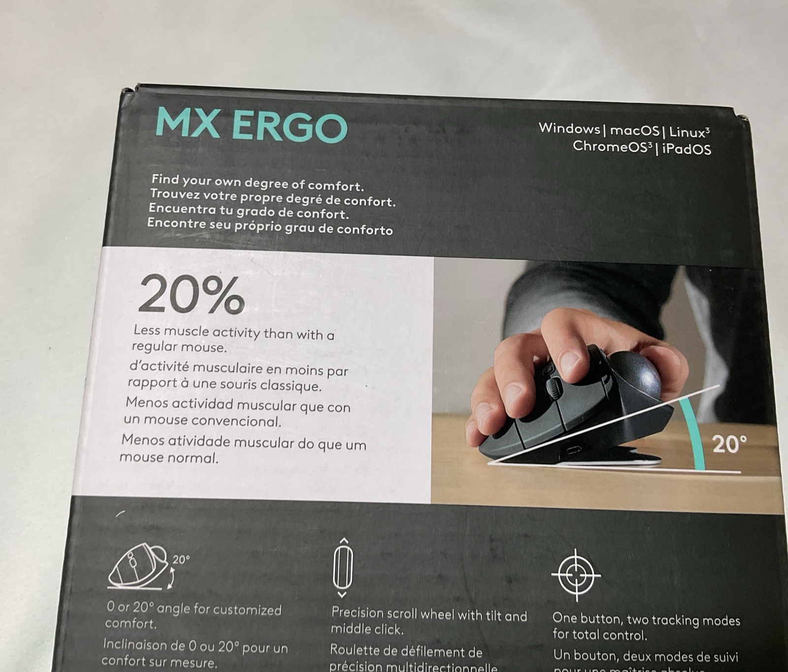 Logitech MX Ergo Wireless Trackball Mouse for Windows MacOS Linux ChromeOS G2￼