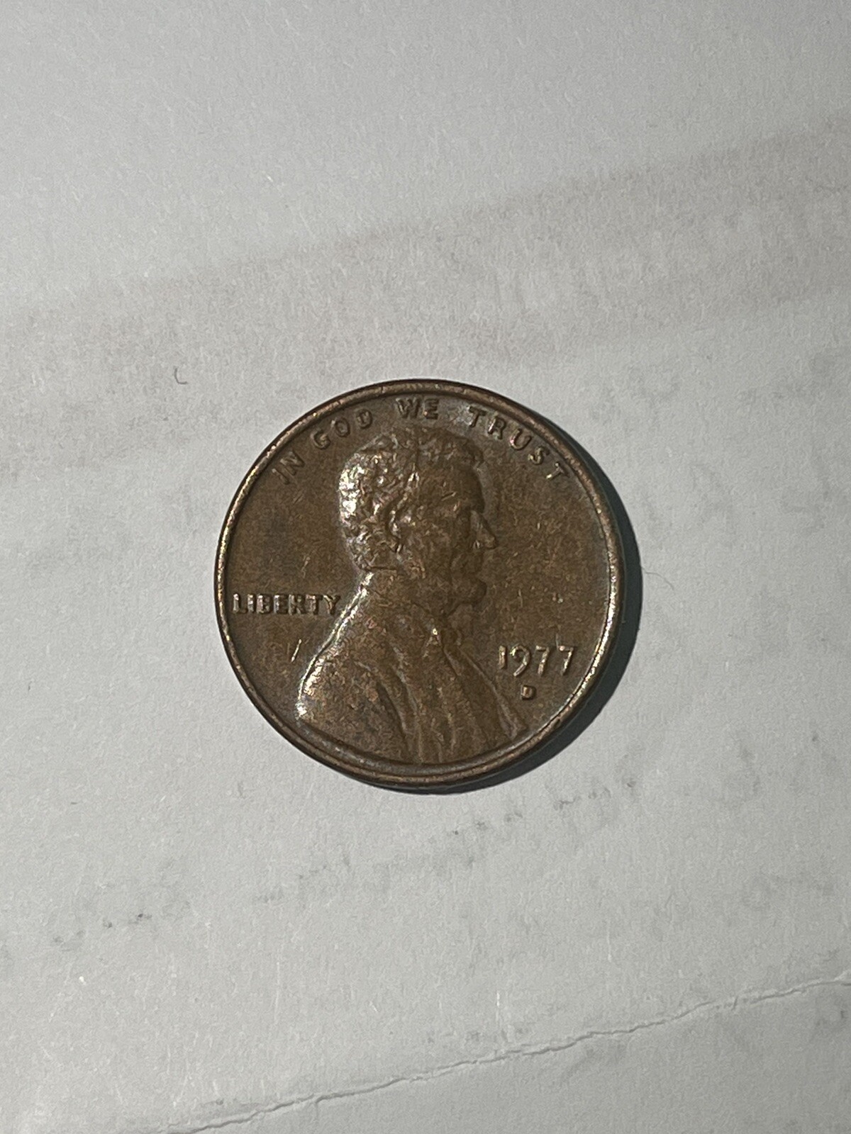 1977 D Lincoln Penny Filled In Mint Mark