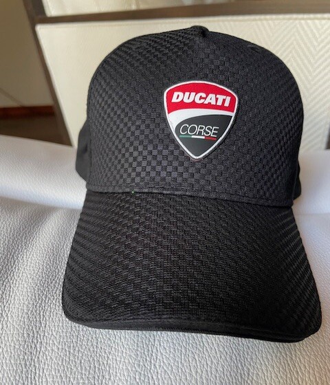 Ducati Corse Black Baseball Cap - Subtle Checkered Print - New Without Tags