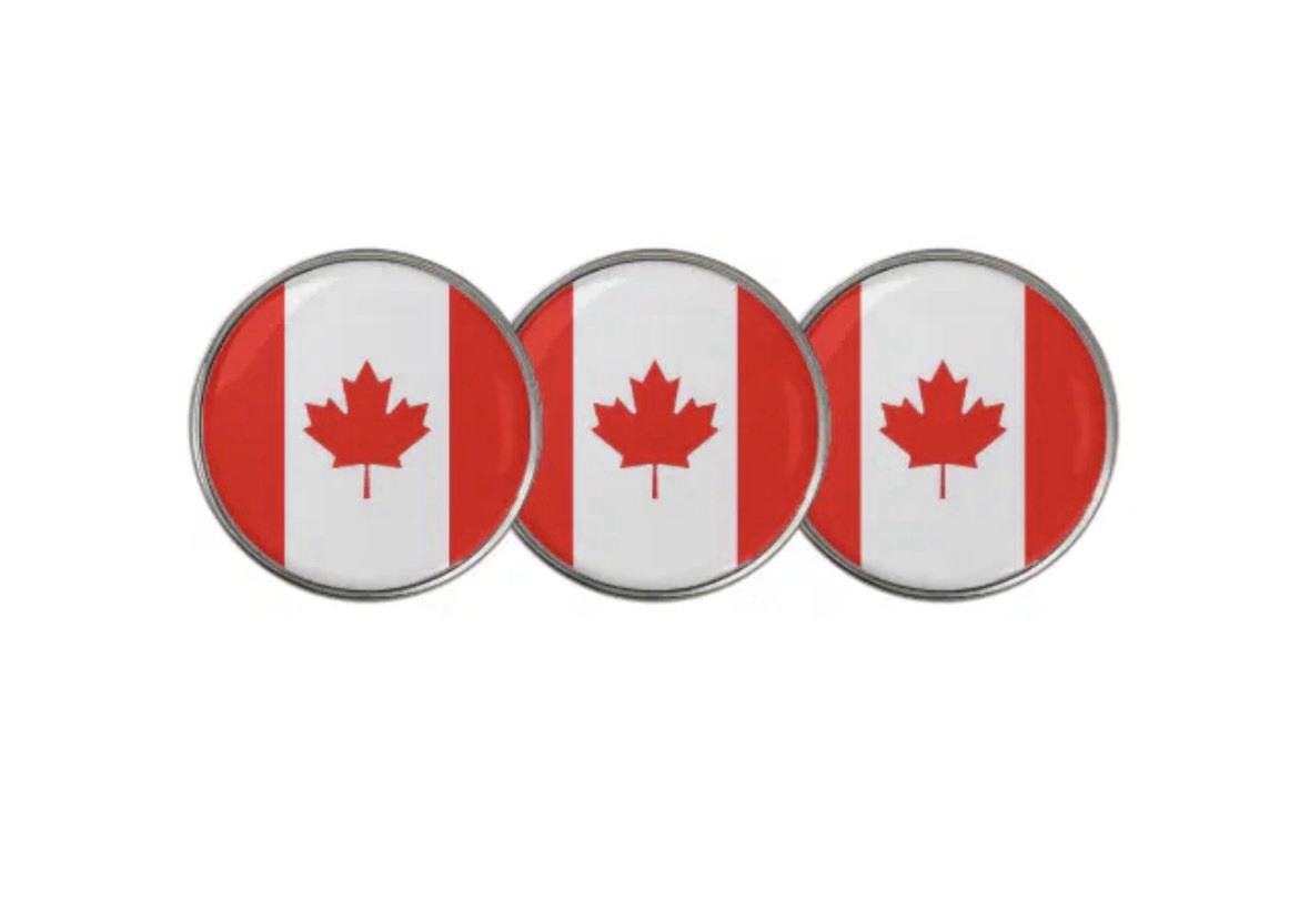 Canada Flag Country Golf Ball Marker Maple Leaf Set Of 3 - Evergolf