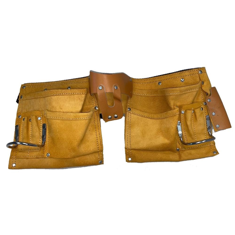11 Pocket Leather Tool Belt w/ Quick Release Buckle Carpenter Construction Pouch