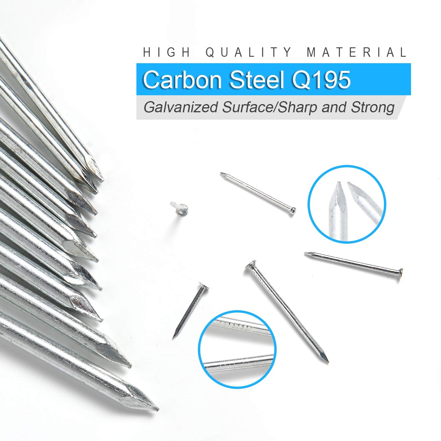 376pcs Premium Hardware Nails Assortment Kit, Maximum One Size, silver/gray