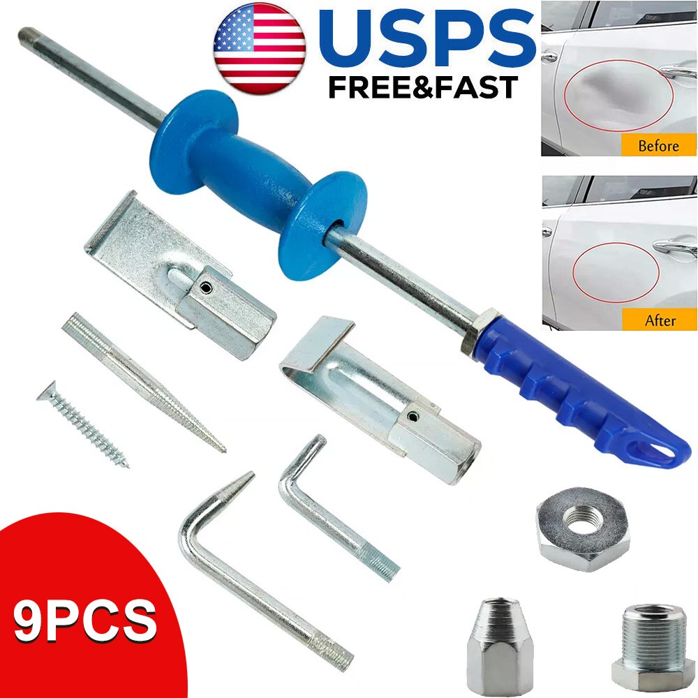 9 Pcs Dent Puller Slide Hammer Auto Body Dent Repair Tools Kit Auto Truck 5LB