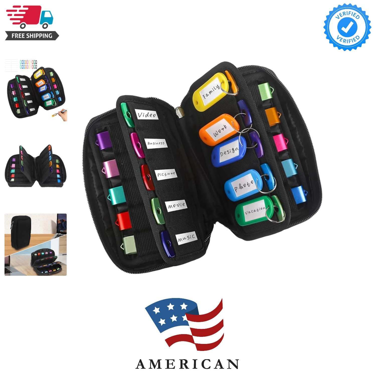 USB Flash Drive Case Organizer  Soft Neoprene Storage Holder with 20 Slots an...