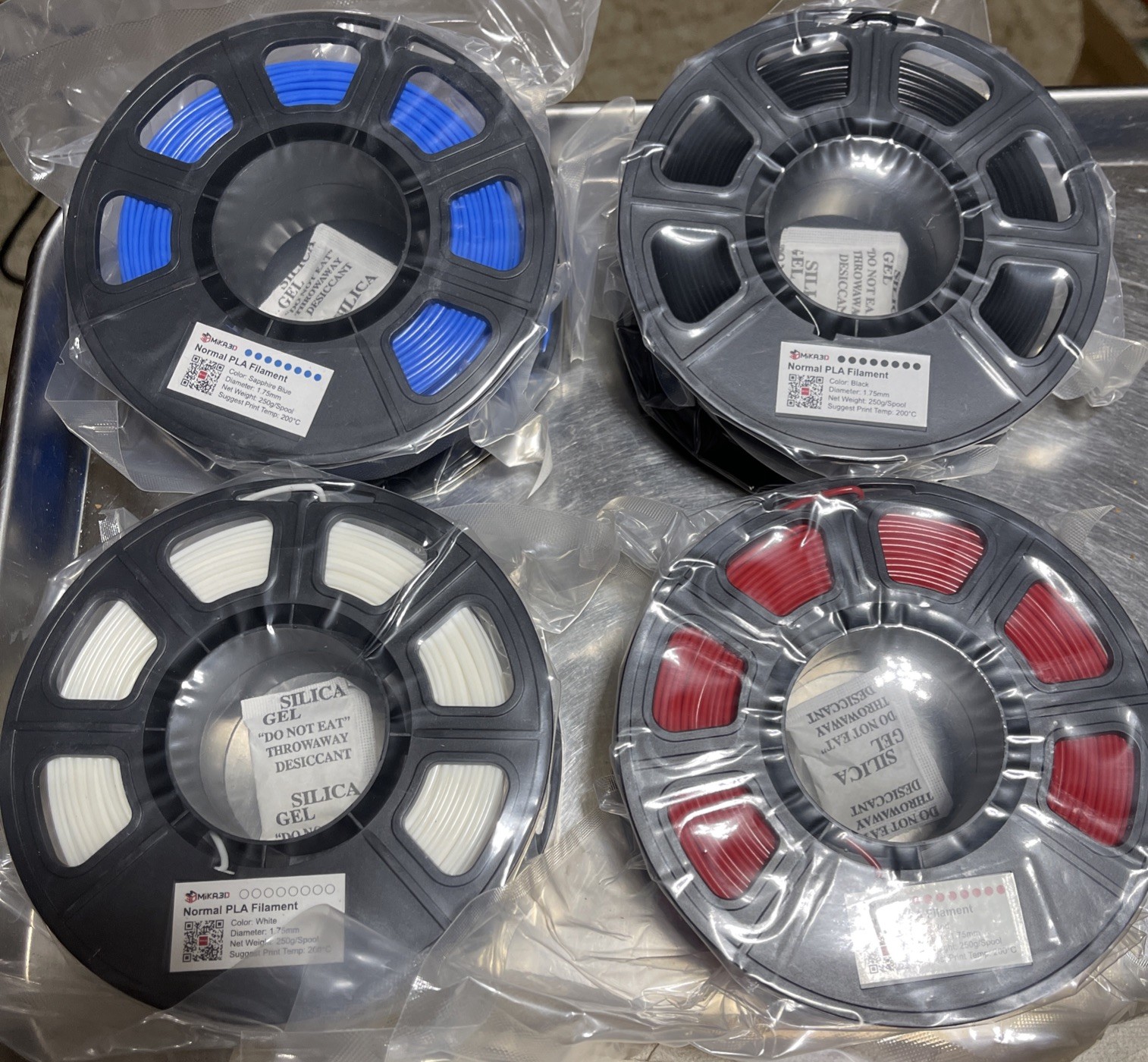 4 Rolls Mika 3D Printer 1.75mm 250g Filament Pack Color As Shown In Picture