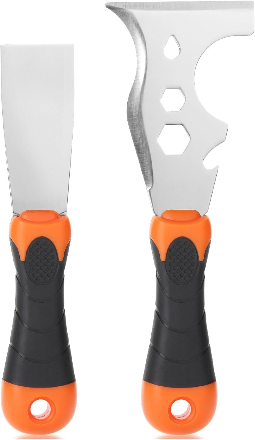 Bates- Paint Scraper Set, 2 Pack, 12 in 1 Painters Tool with 1.5" Stainless Stee