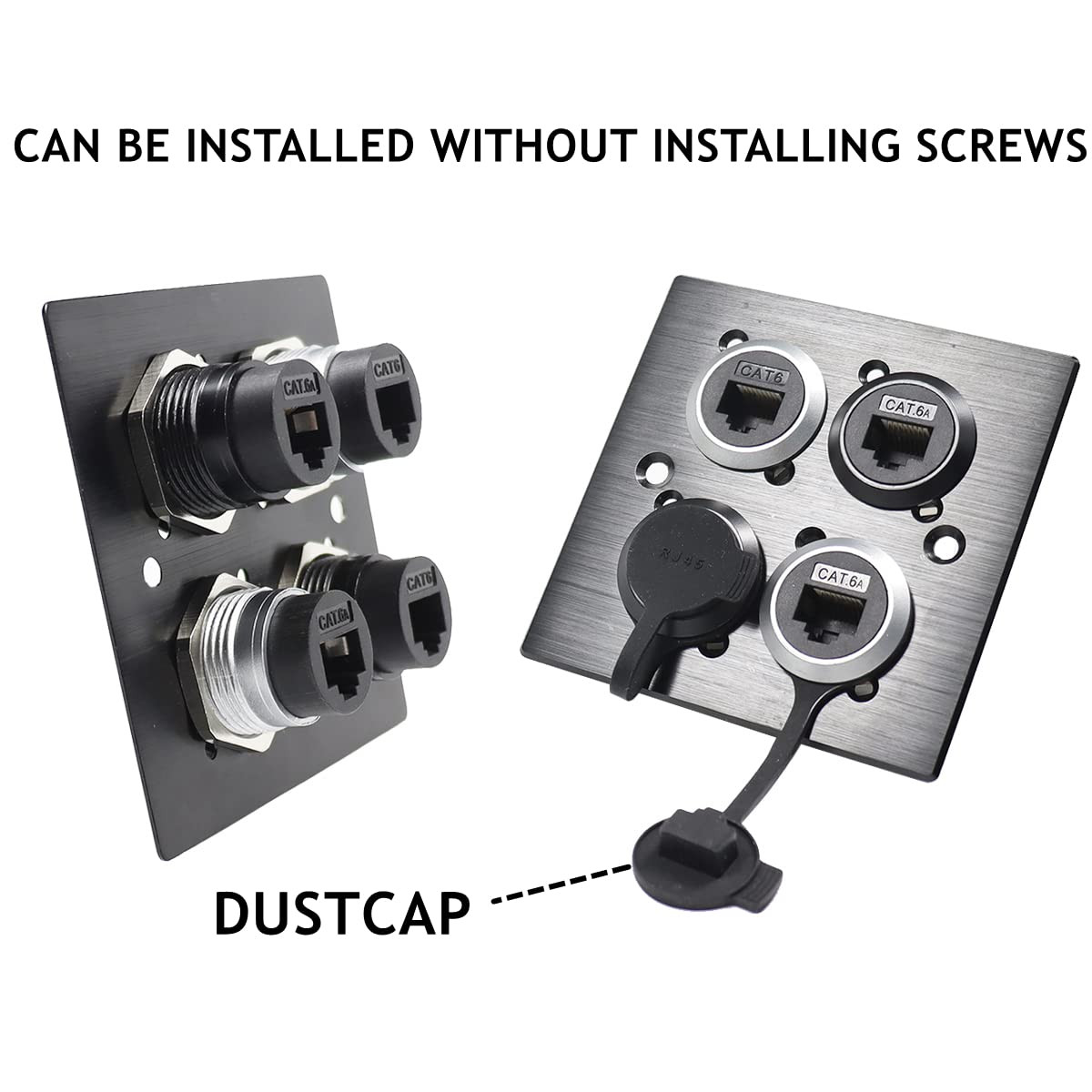 2-Pack RJ45 Shielded Panel Mount Coupler for Ethernet LAN Connections