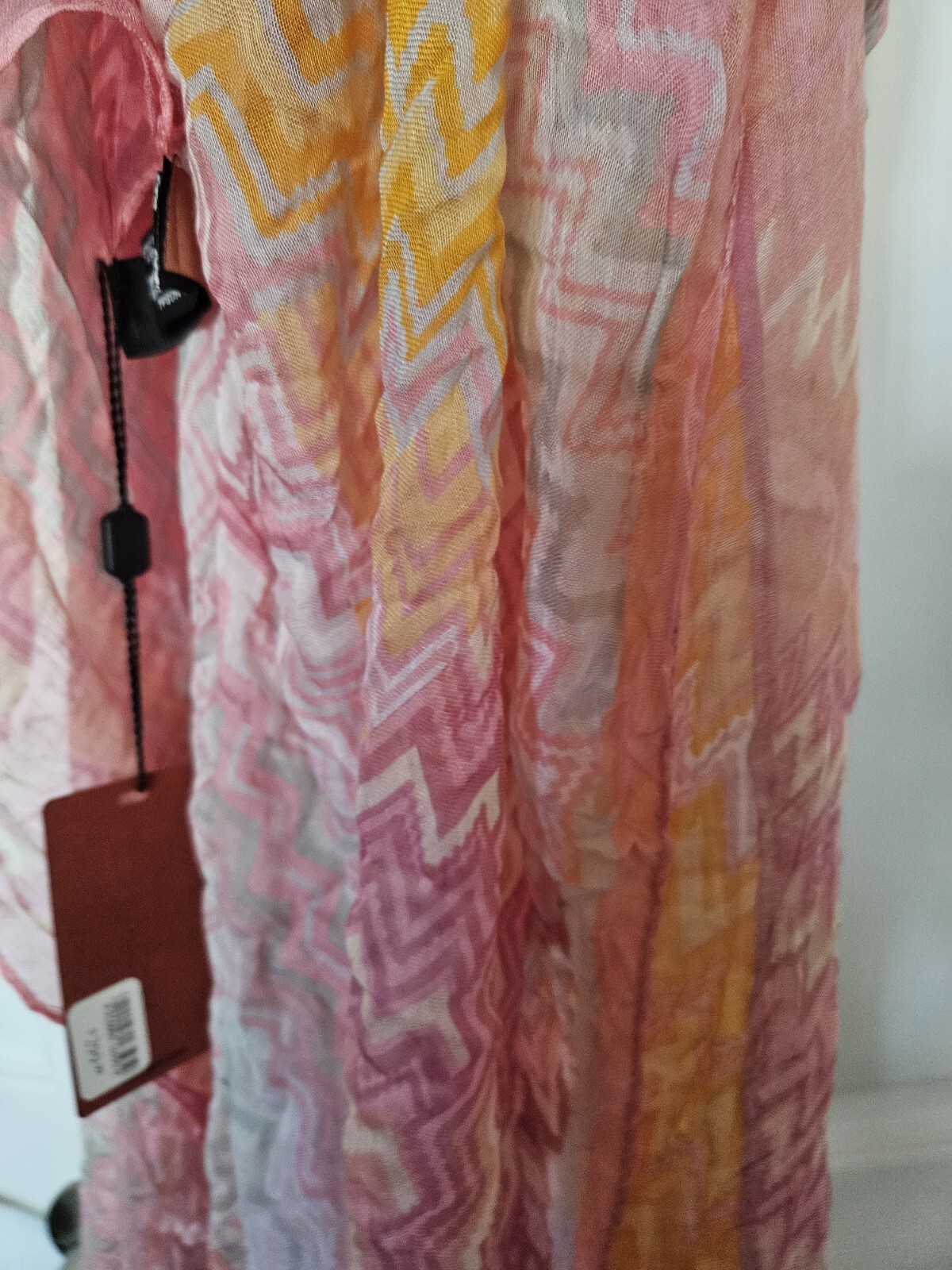 MISSONI Multi-Colored Zig-Zag Sq Cashmere Pashmina Scarf w/ Orange Label NWT