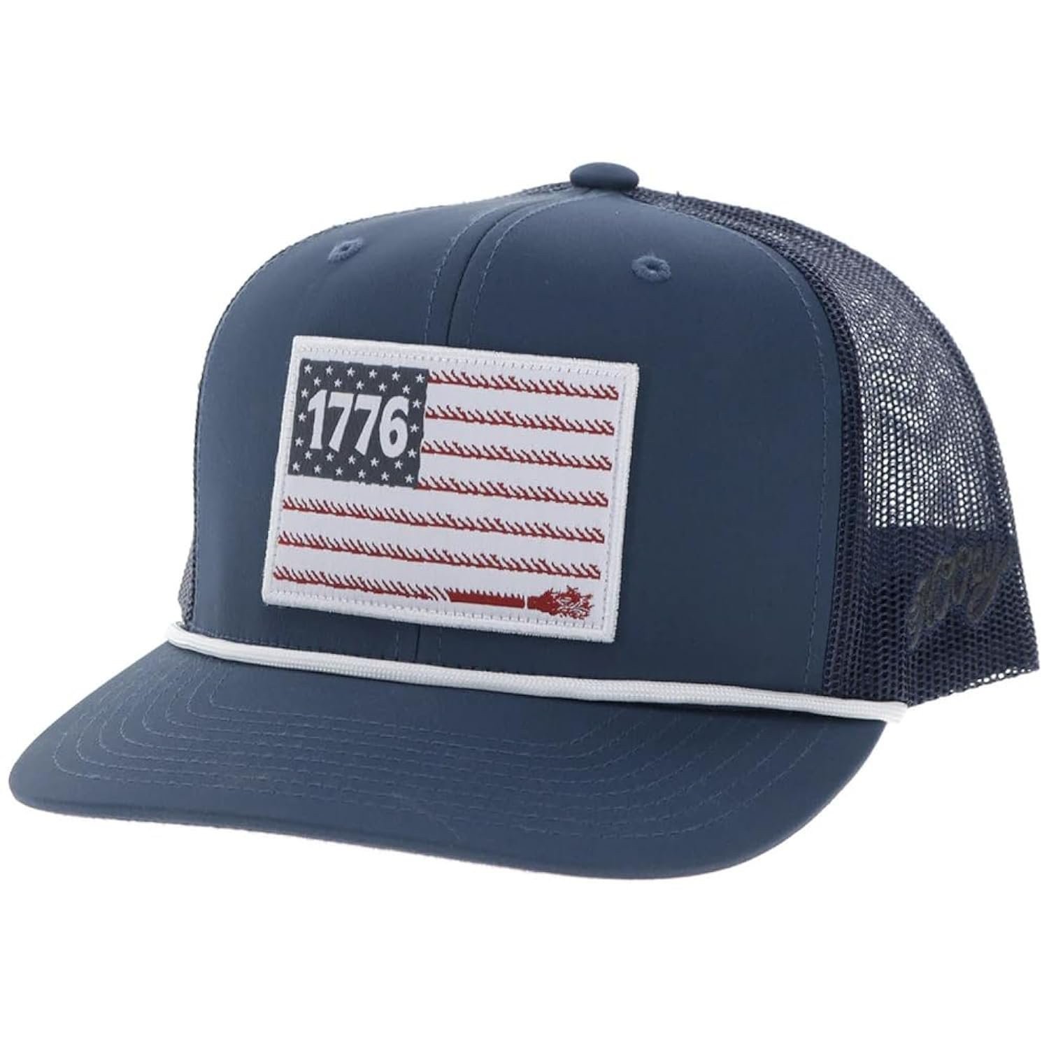 HOOEY Youth Liberty Roper Snapback Hat Navy 1776 Flag Patch Cap