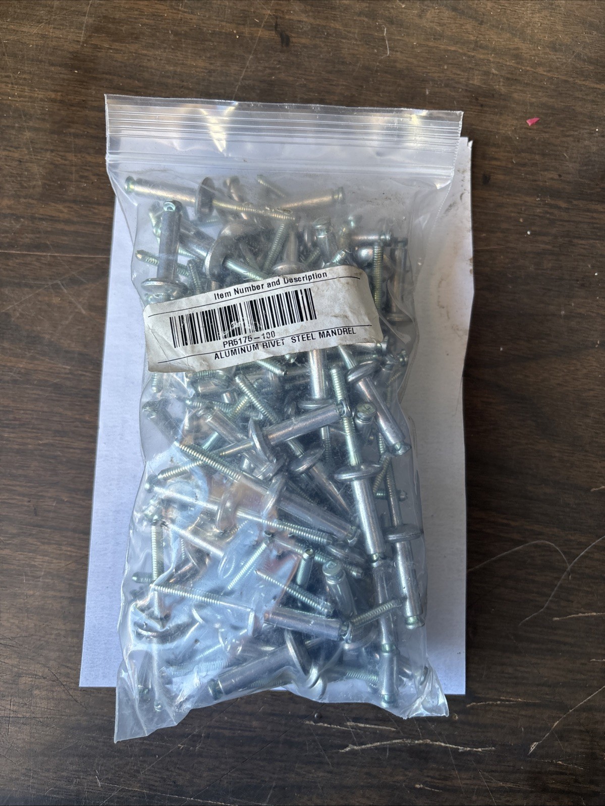 415B) PR5175-100 Aluminum rivet Steel Mandrel 1/4” Hole 25/64-21/32  Lot of 100