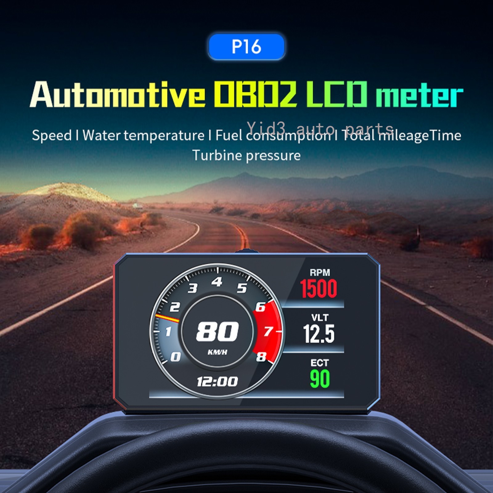 P16 OBD2 HUD Head Up Display Car Speed Gauge On-Board Computer Smart Digital