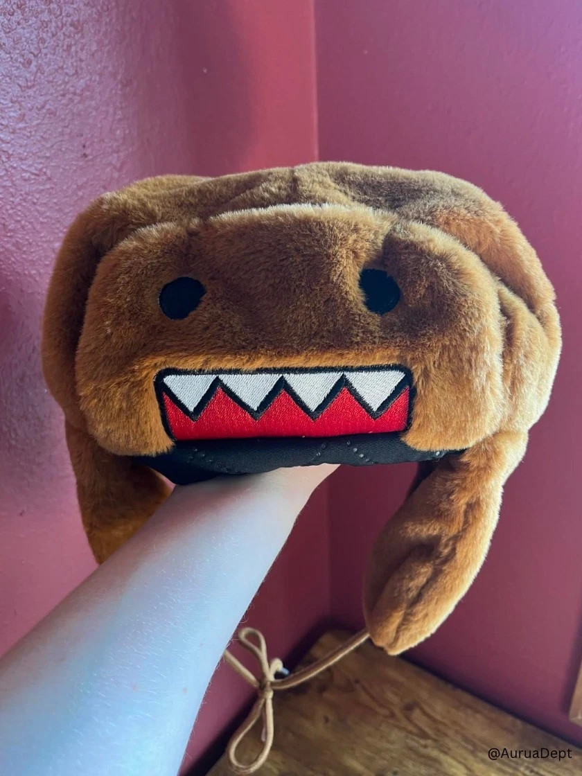 Domo Kun Furry Trapper Hat | Plush Winter Cap | Cosplay Streetwear Beanie