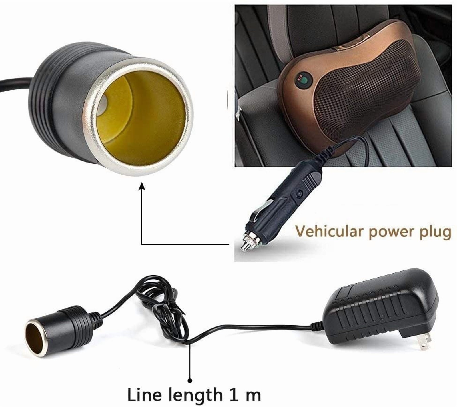 AC to DC Converter, 2A 24W Car Cigarette Lighter Socket Adapter to Wall Plug