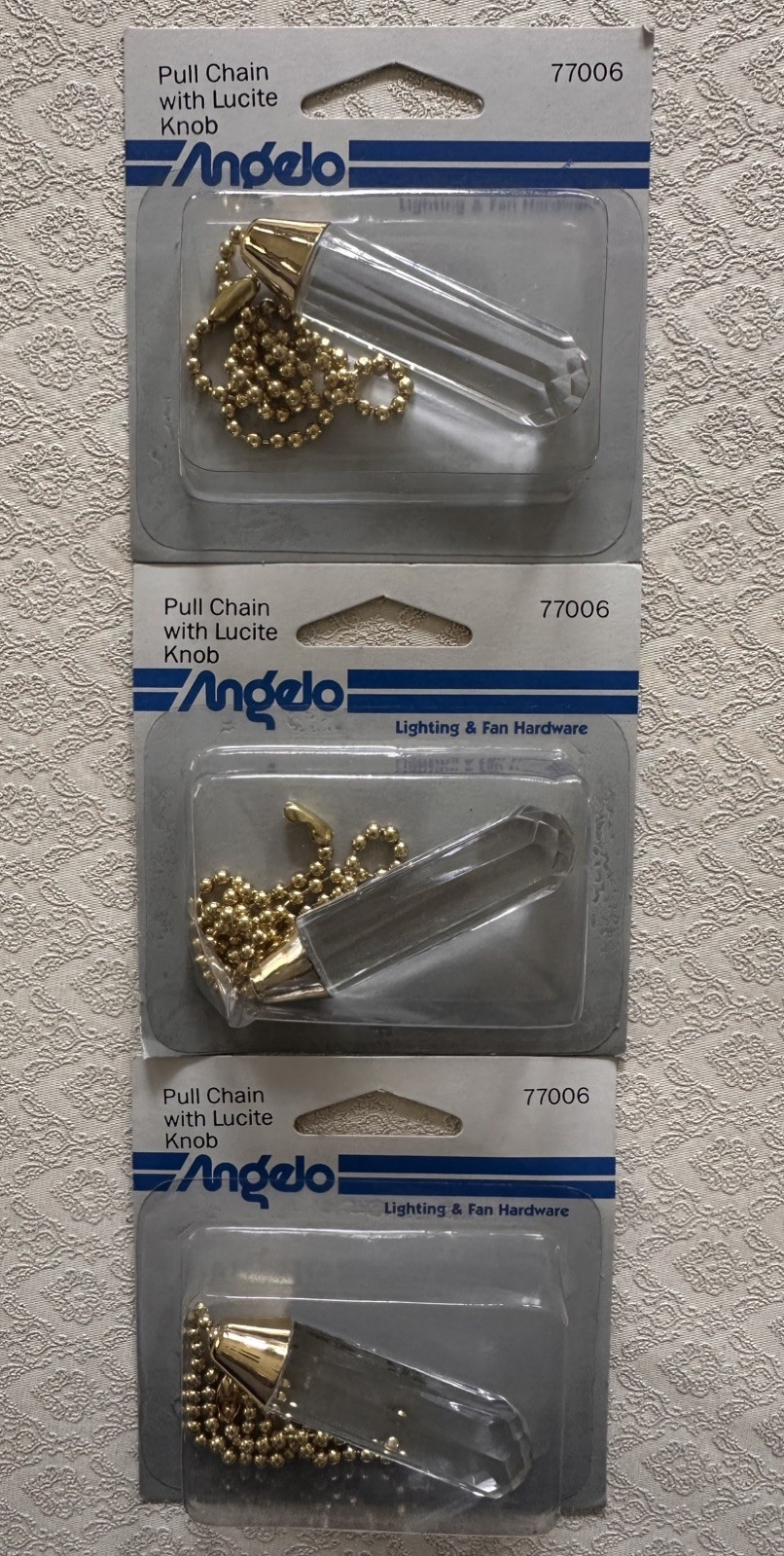 Angelo Pull Chain w/Lucite Knob 77006 New Old Stock Lot of 3