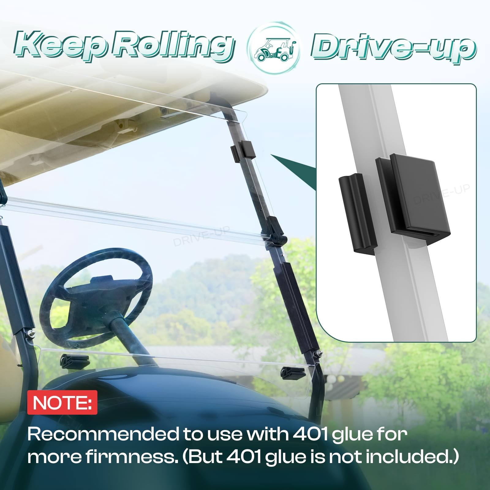 Drive-up Golf Cart Window Clips, One Size, Windshield Retaining Clips