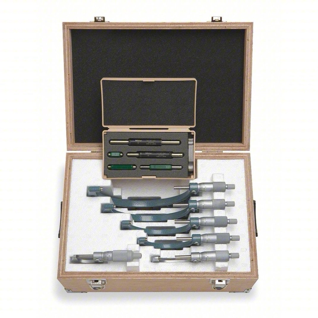 Mitutoyo 103-907-40 Outside Micrometer Set with Standards, 0-6" Range, 0.0001" R