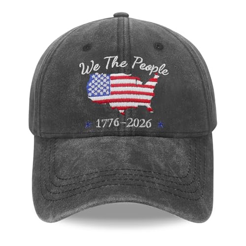 250 Anniversary USA Hat Celebrating America Birthday 1776 Medium-Large Blue-map