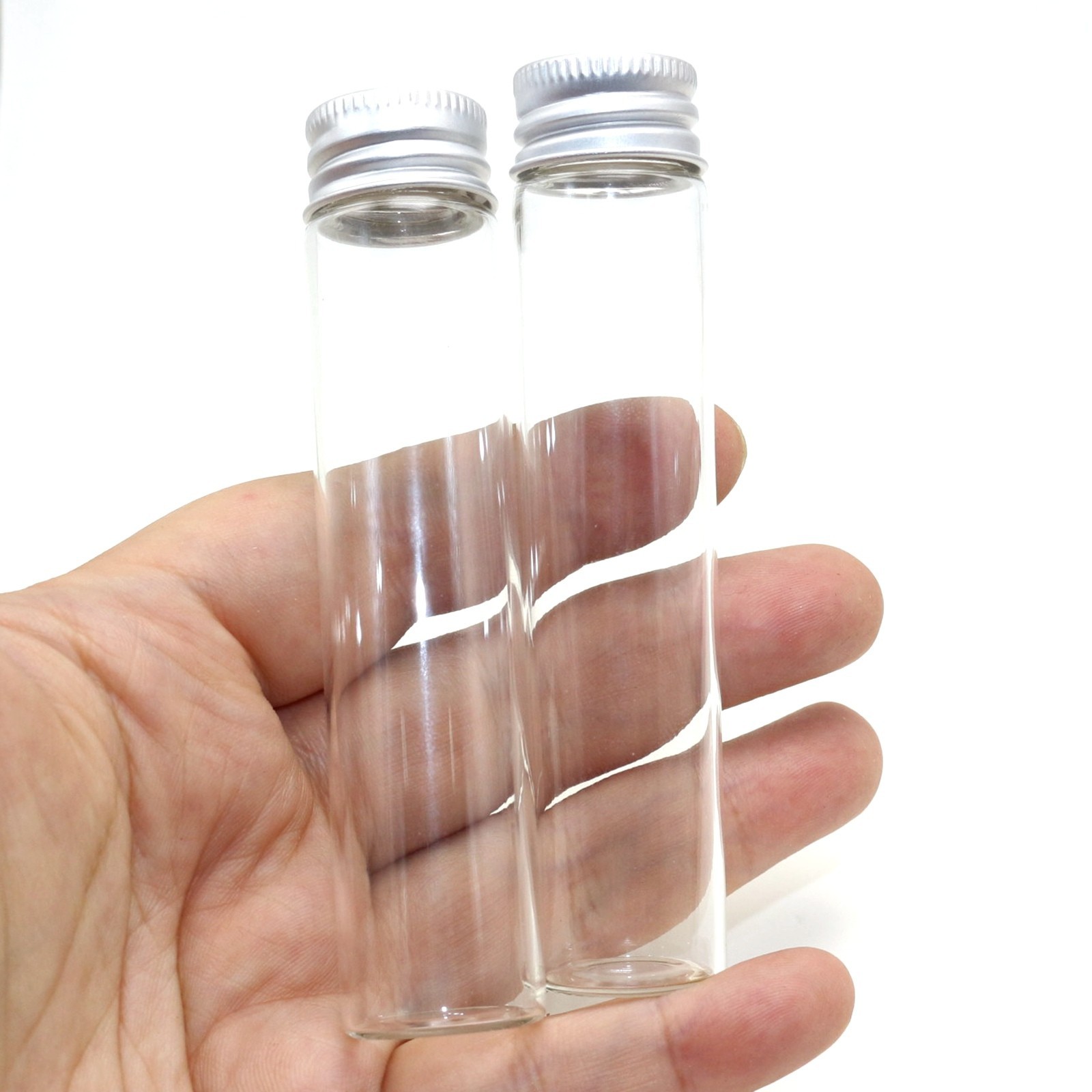 4 Empty Small Glass Storage Bottles Vials with Screw Cap 25ml(22X100mm) Jars