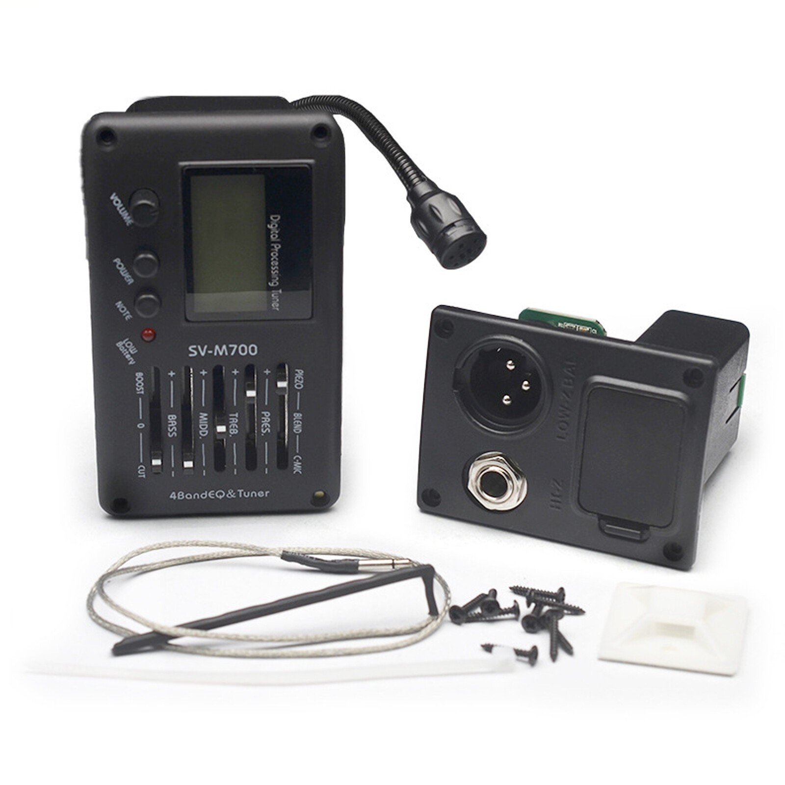 4 Bands Acoustic Guitar Pickups Blend MIC EQ Equalizer Tuner Preamp Piezo Pickup