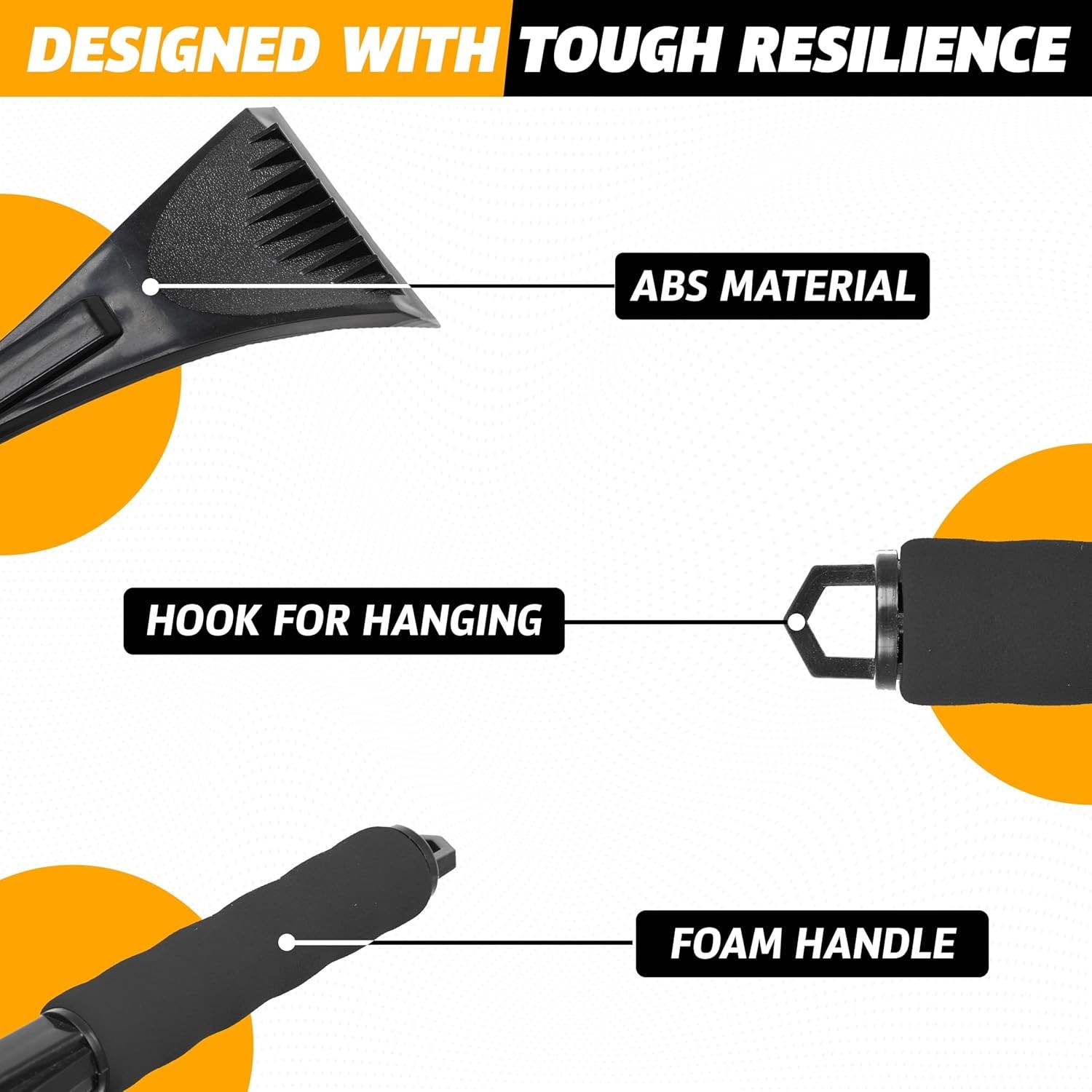2 Pack Windshield Ice Scraper for Car Window Snow Frost Removal Foam Handle