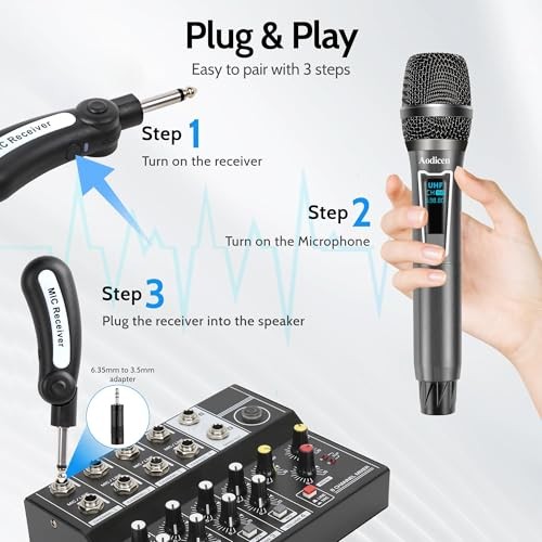 Wireless Karaoke Microphone, No Delay Handheld Microphone System 2 Microphone