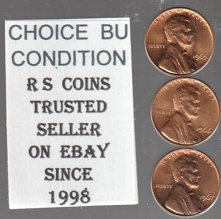 1965  1966  1967   LINCOLN  CENTS ~ CHOICE UNCIRCULATED / RS COINS  fast ship