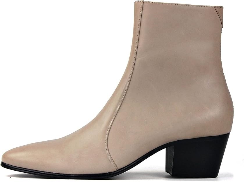OSSTONE Men's Chelsea Chukka Leather Ankle Boots Casual Heel Retro Dress