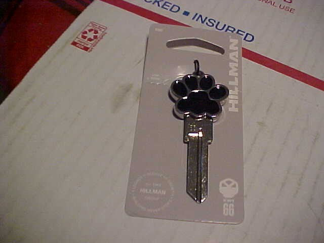 Qty 1 kw 1/66 Hillman 3D  Black Paw Print Shaped Key Blank  with free shipping