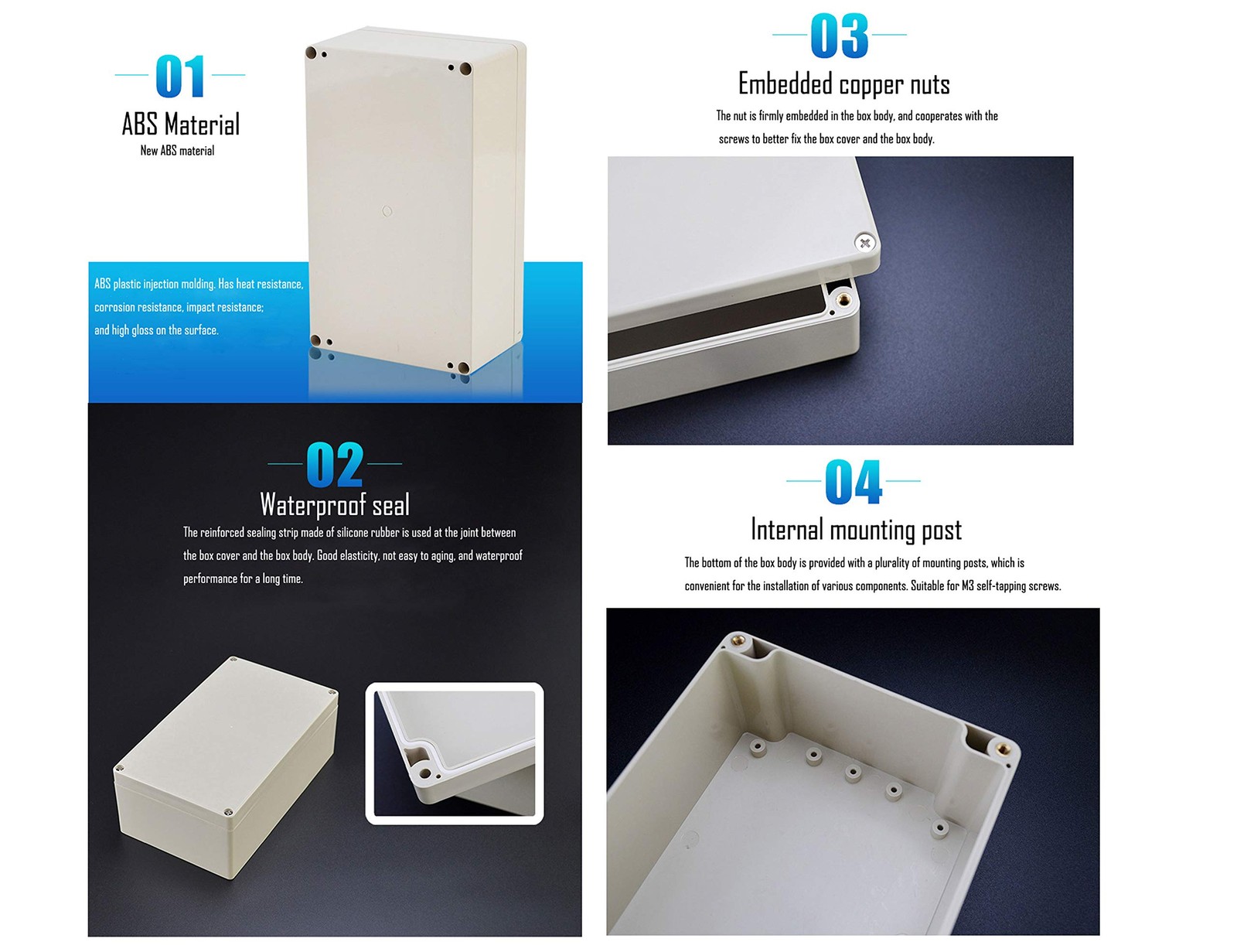 LBY 2-Pack Waterproof and Dustproof IP65 ABS Plastic Junction Box, Universal ...