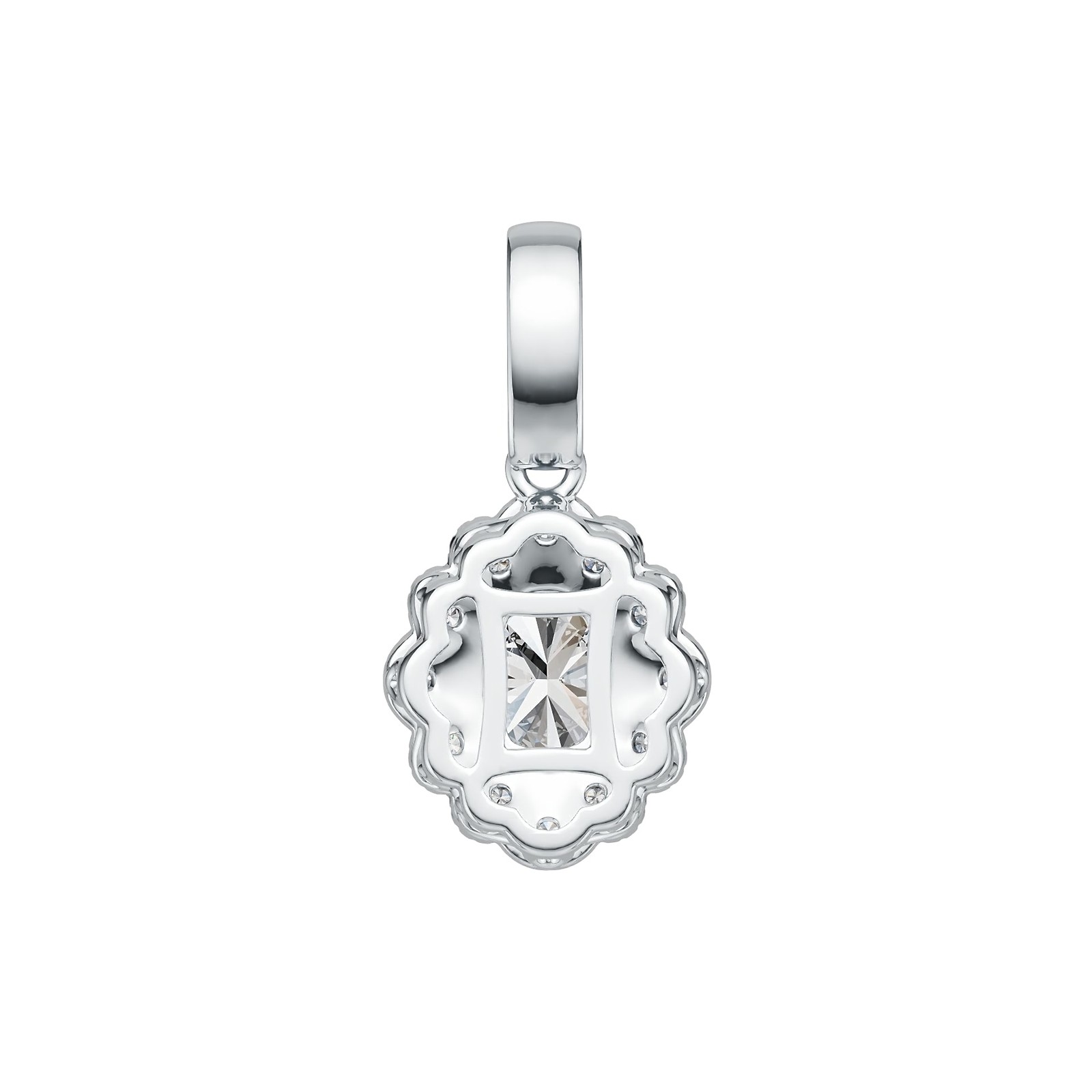 Sterling Silver Semi Mount Pendant Setting Cushion CU 8X6mm