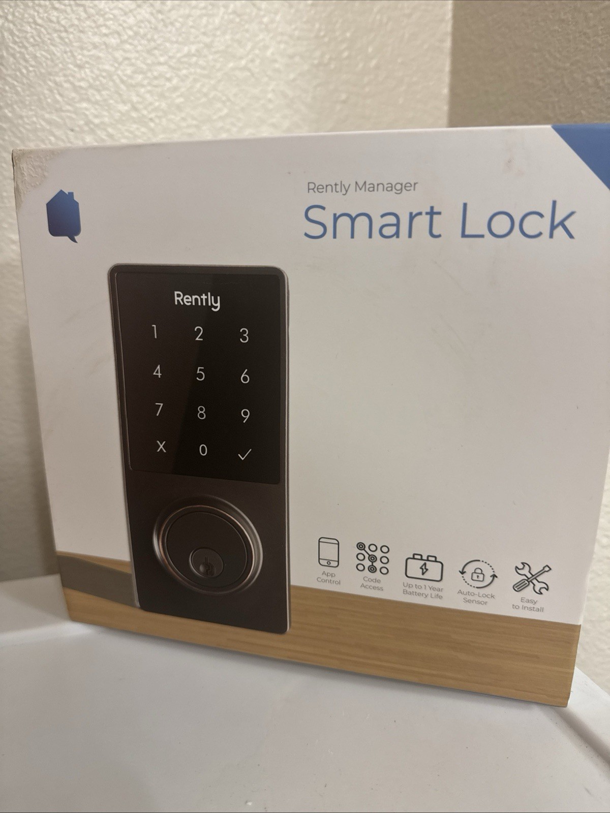 Rently Manager Keypad Smart Lock Black App Control Code Access Auto-Lock Sensor