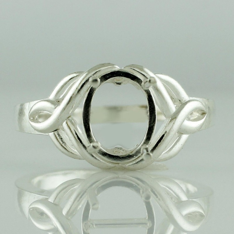 925 Sterling Silver 8x10mm Oval Semi Mount Solitaire Ring For Wedding Ring