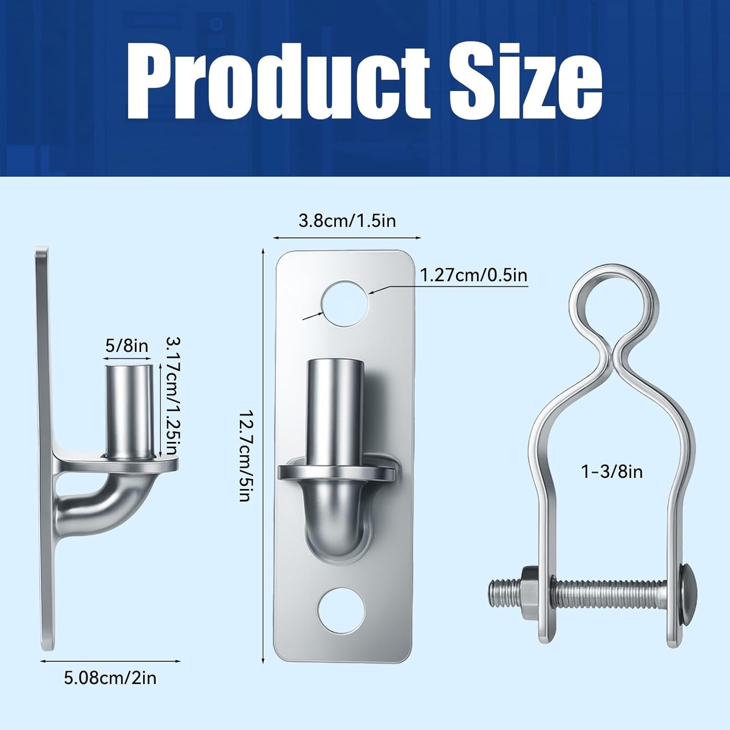 4 Pcs 1-3/8 Inch Wall Mount Gate Hinge, Heavy Duty Pipe Gate Hinge Metal Post Ch
