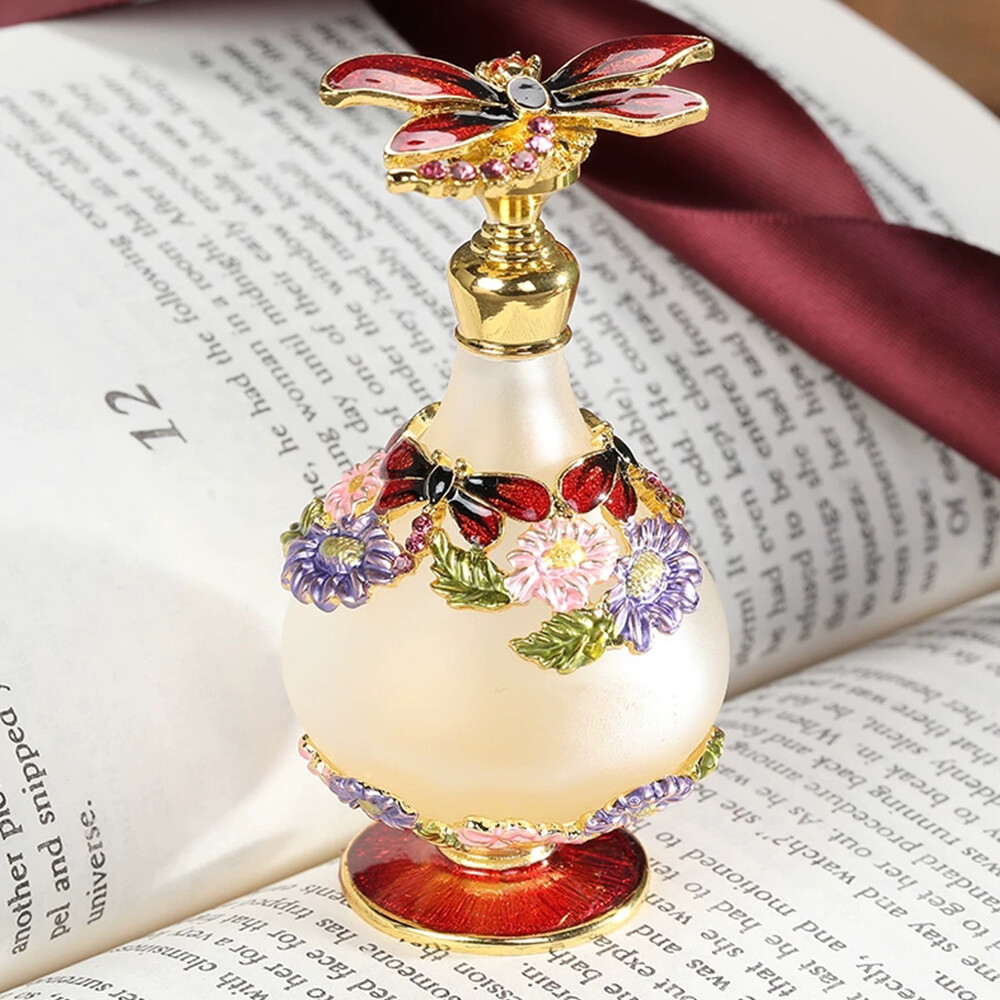 25ml Butterfly Pattern Perfume Bottle Glass Refillable Cosmetic Container Decor