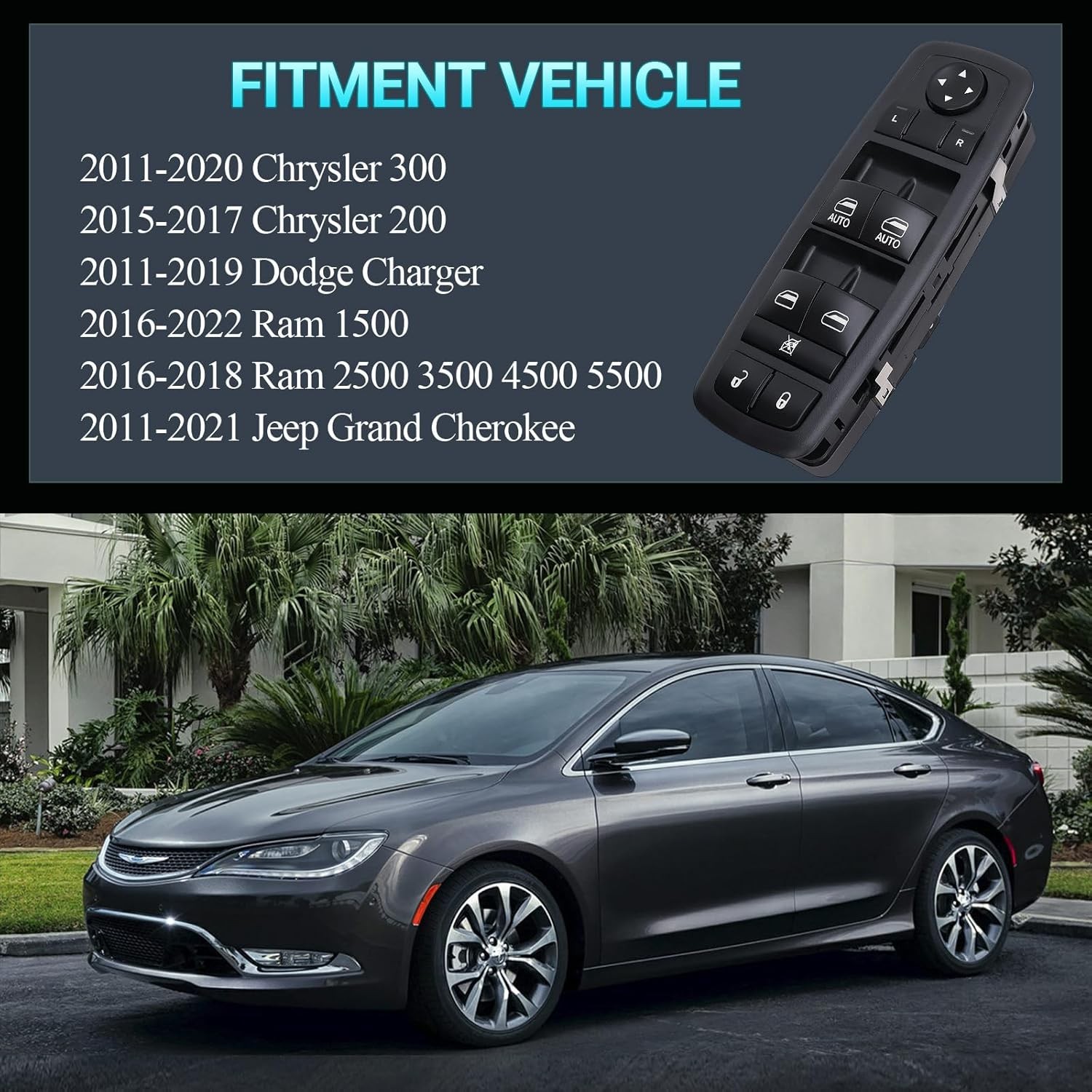 Power Master Window Switch Driver Side Control Button Compatible with 2015-2017