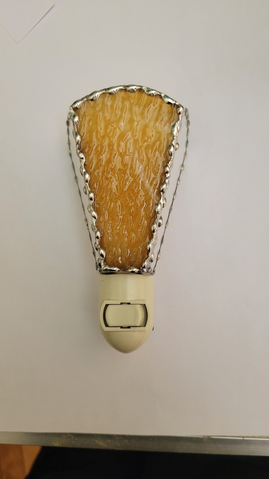 Amber Texture Night Light: Handmade Stained Glass Plug-In