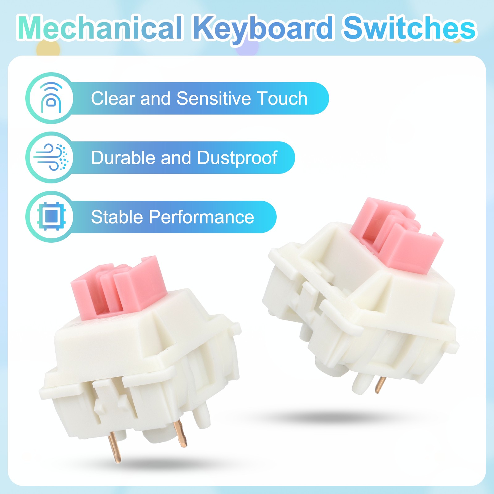 10pcs Pink Keyboard Switches 5-Pin 45gf Linear Keyboard Switch Replacement