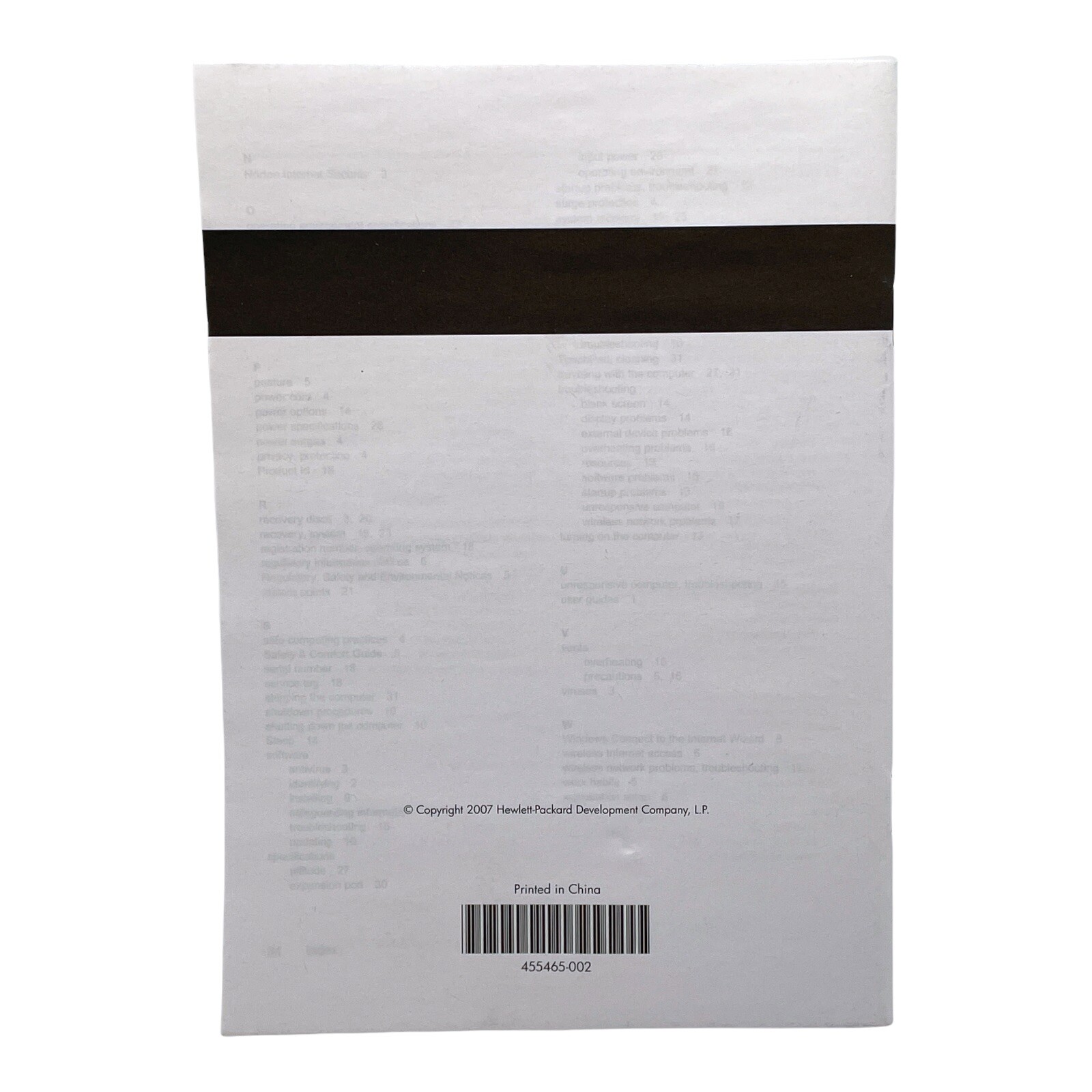2007 HP Quick Reference HP Notebook PC booklet