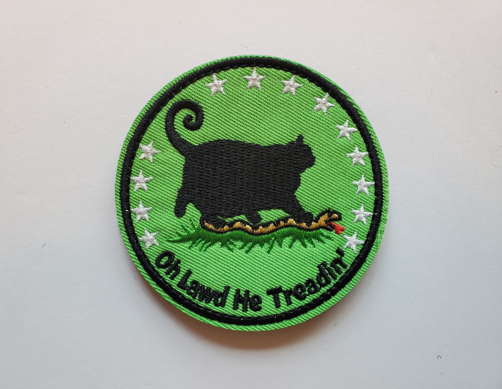 Oh Lawd He Treadin' Cat Morale Patch Hook & Loop Backing 3" Dont Tread On Me