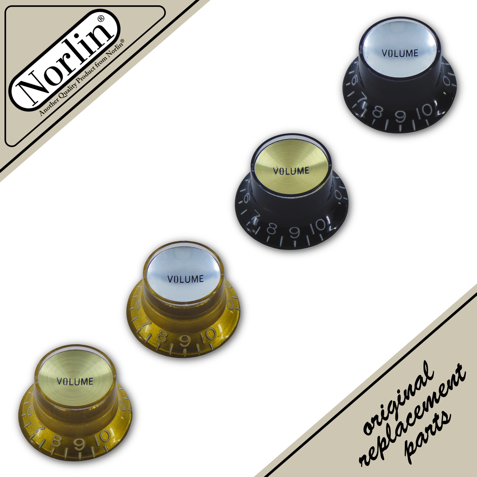 Norlin Embossed Top Hat Reflector Volume Knob for Epiphone® Guitars