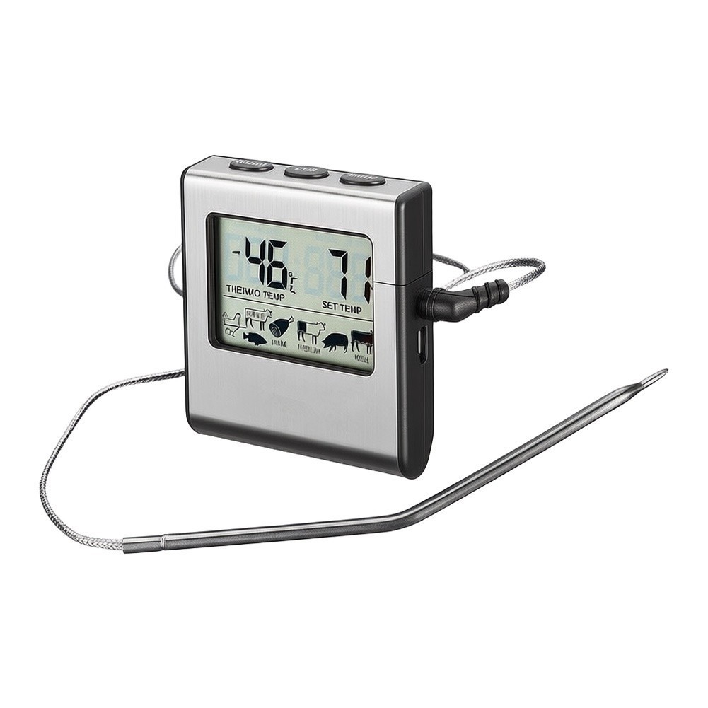 LCD For cooking Thermometer with Timer Function and Stainless Steel Probe
