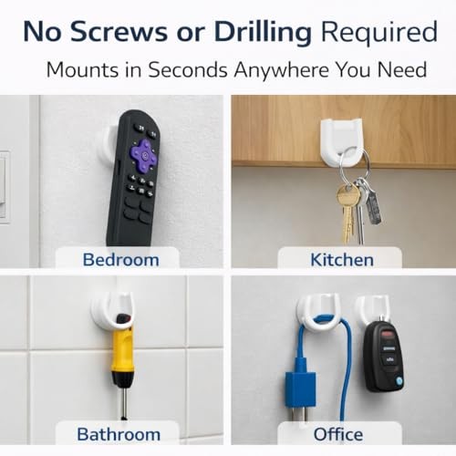 Magnetic Remote Control Holder Wall Mount 4 Pack Key Ring Tool Holder Remote