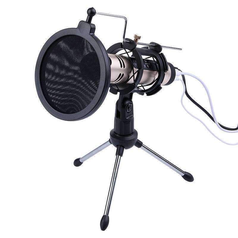 Microphone Pop Filter Holder Stick Desktop Tripod Stand Anti Spray Net Kit Set