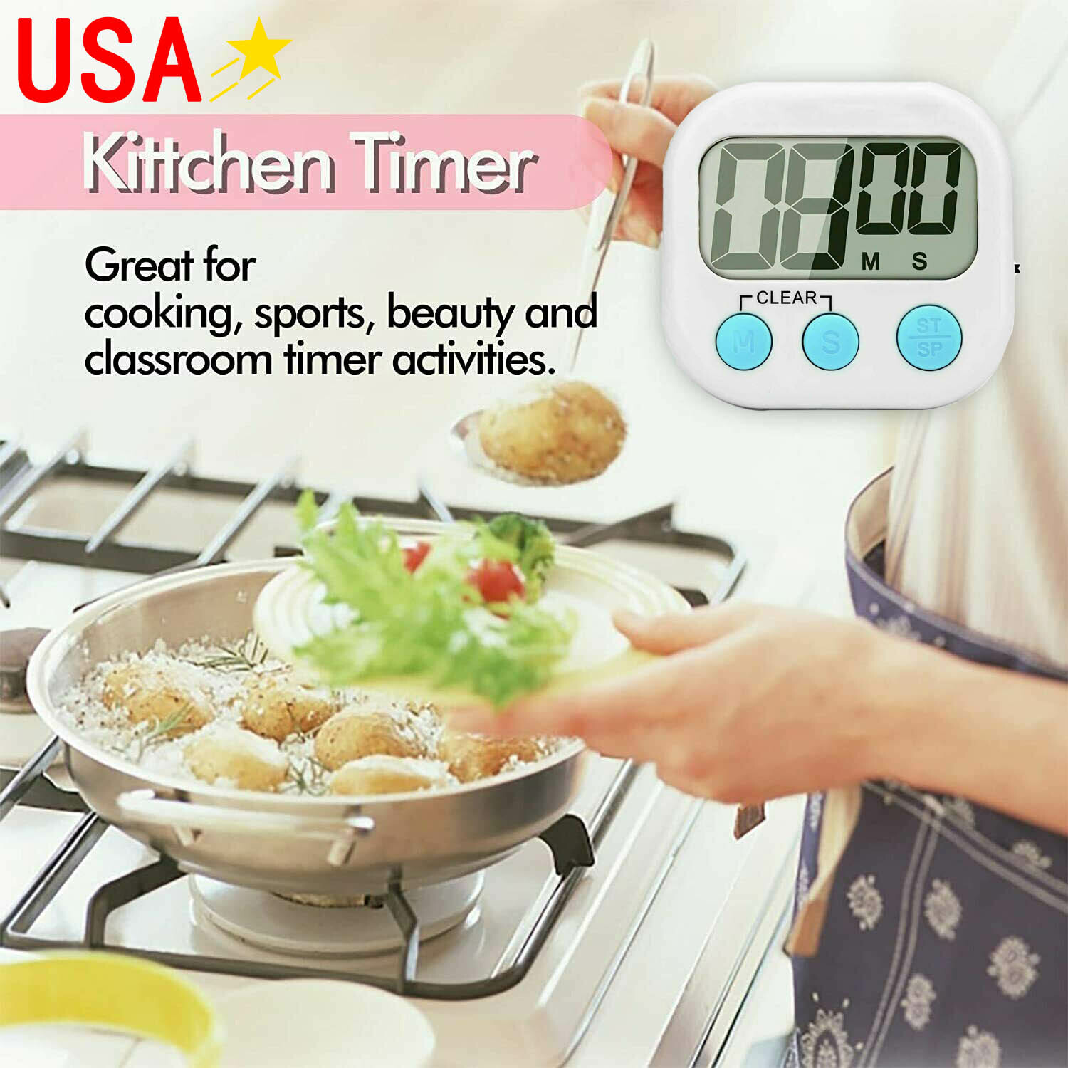Kitchen Timer Digital Large Magnet Cooking LCD Alarm Loud Count Down Clear 99min