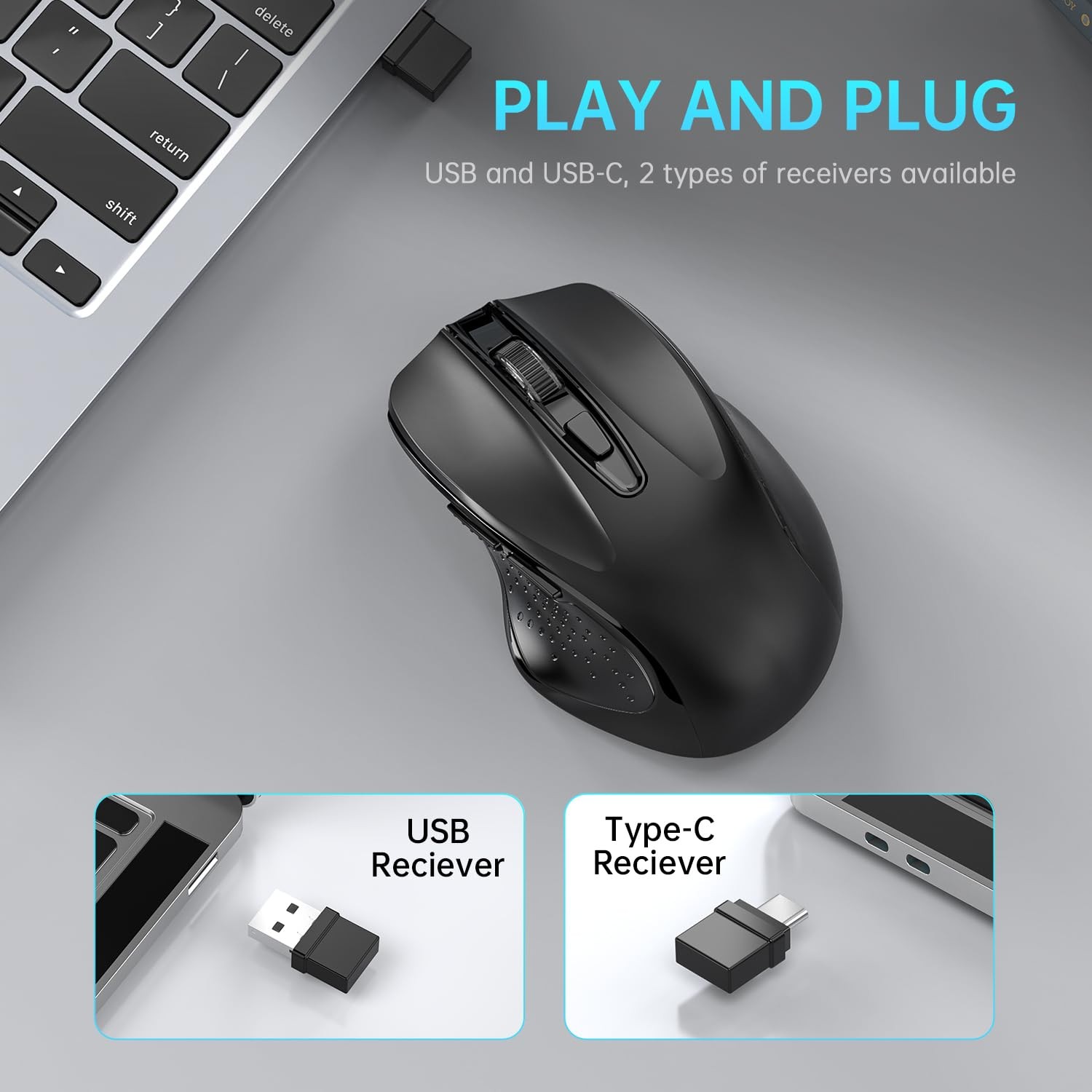 Rechargeable Bluetooth Wireless Mouse for MacBook air/MacBook pro/Tablet/Mac/...