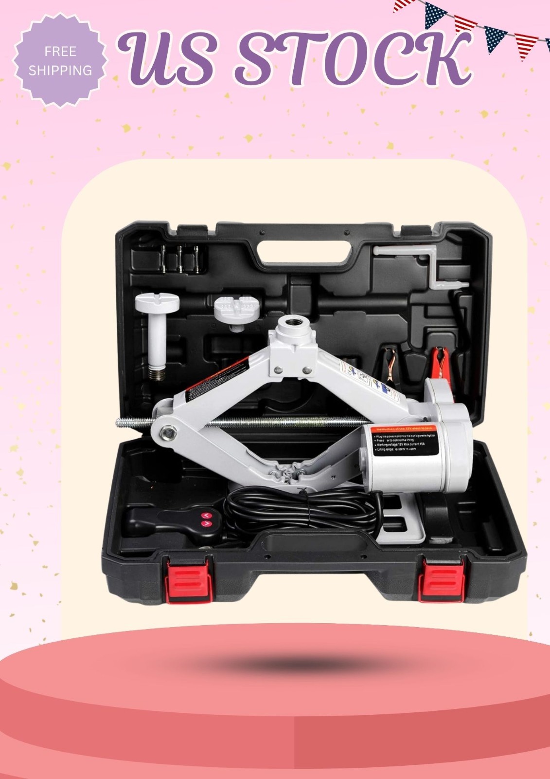 Electric Car Jack 3T - 12V Automatic Scissor Floor Jack for Sedan & SUV