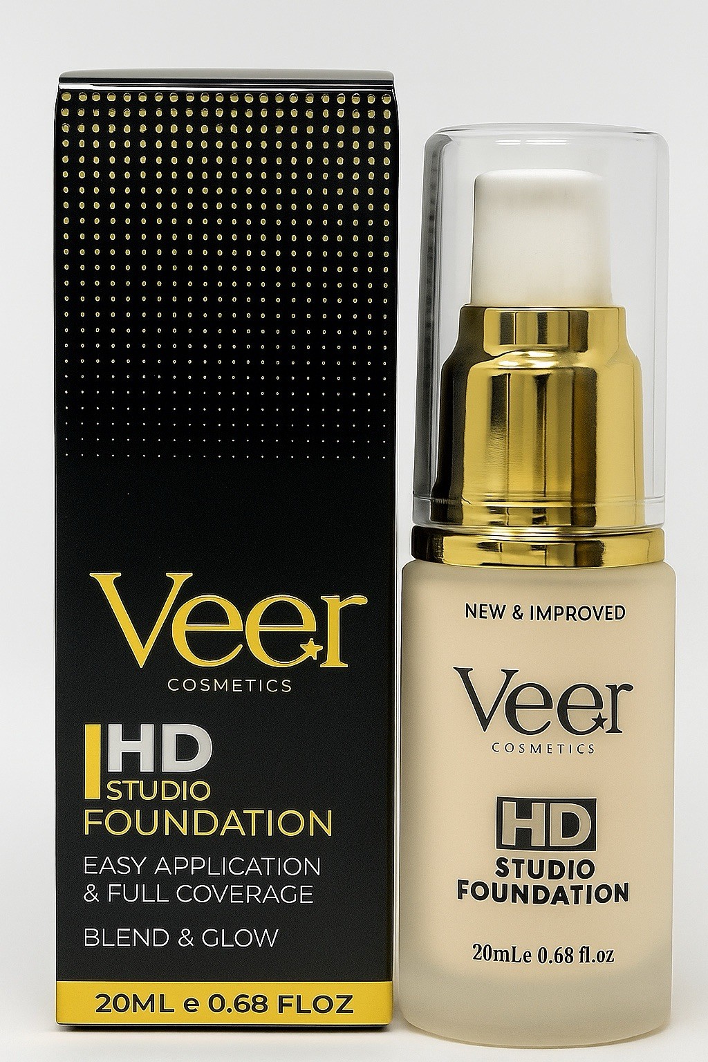 Veer Cosmetics Liquid HD Studio Foundation Nude 0.68 fl oz 20ml USA Made