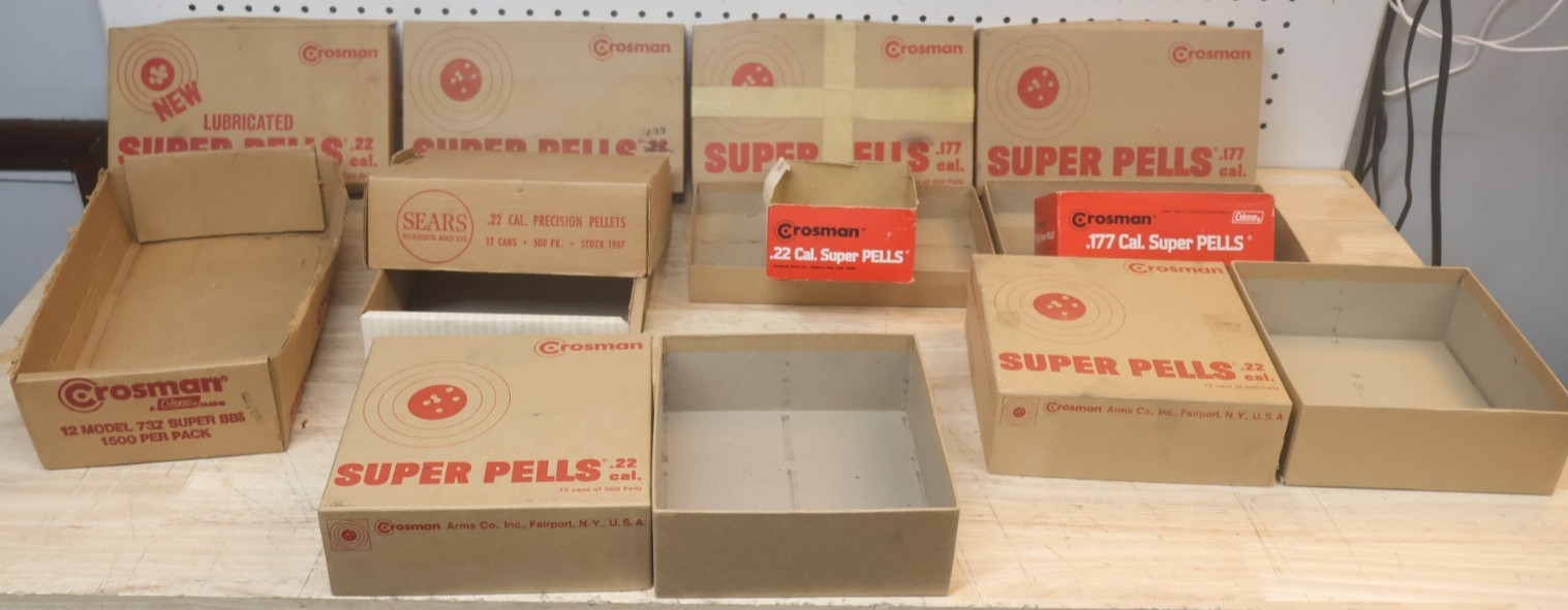 Nice Vintage Lot Of Empty Crosman  / Sears Pellet Store Display Cartons x10 USA