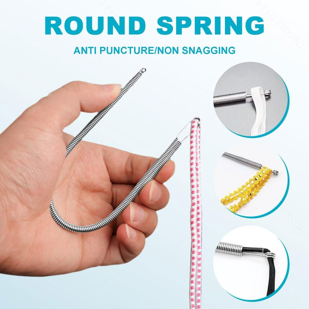 2 PCS Spring Drawstring Needle Threader,Diy Rope Threader Clip,Drawstrings Repla
